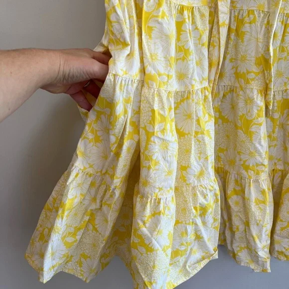 Lisa Marie Fernandez X Target Floral Yellow Cotton Tiered Dress Neck Tie, L - Picture 6 of 9